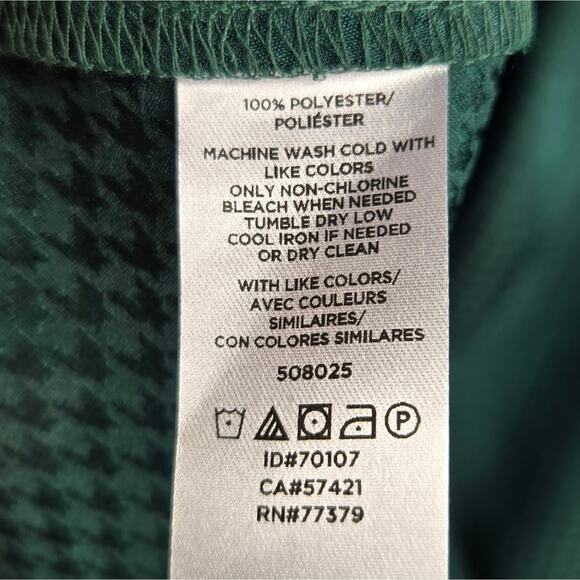 NWT ANN TAYLOR Emerald Green Houndstooth Check Women's Longsleeve Blouse Size XS - Picture 7 of 11